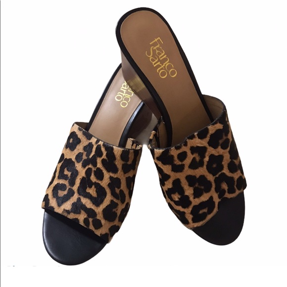 Franco Sarto Shoes - Franco Sarto Leopard Print Dyed Calf Fur Wedge 8.5